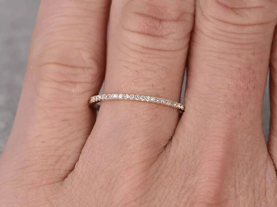 1.20 Ct Round Cut Simulated Diamond Engagement Band Ring 14k Yellow Gold Plated