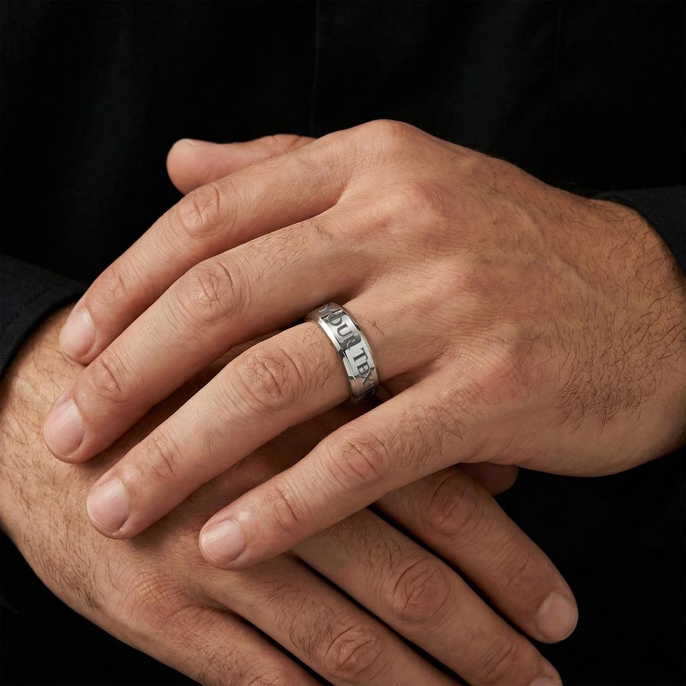 To My Husband Ring Engraved Name Gift For Him, Jewelry Ring Stainless Size 8, 9