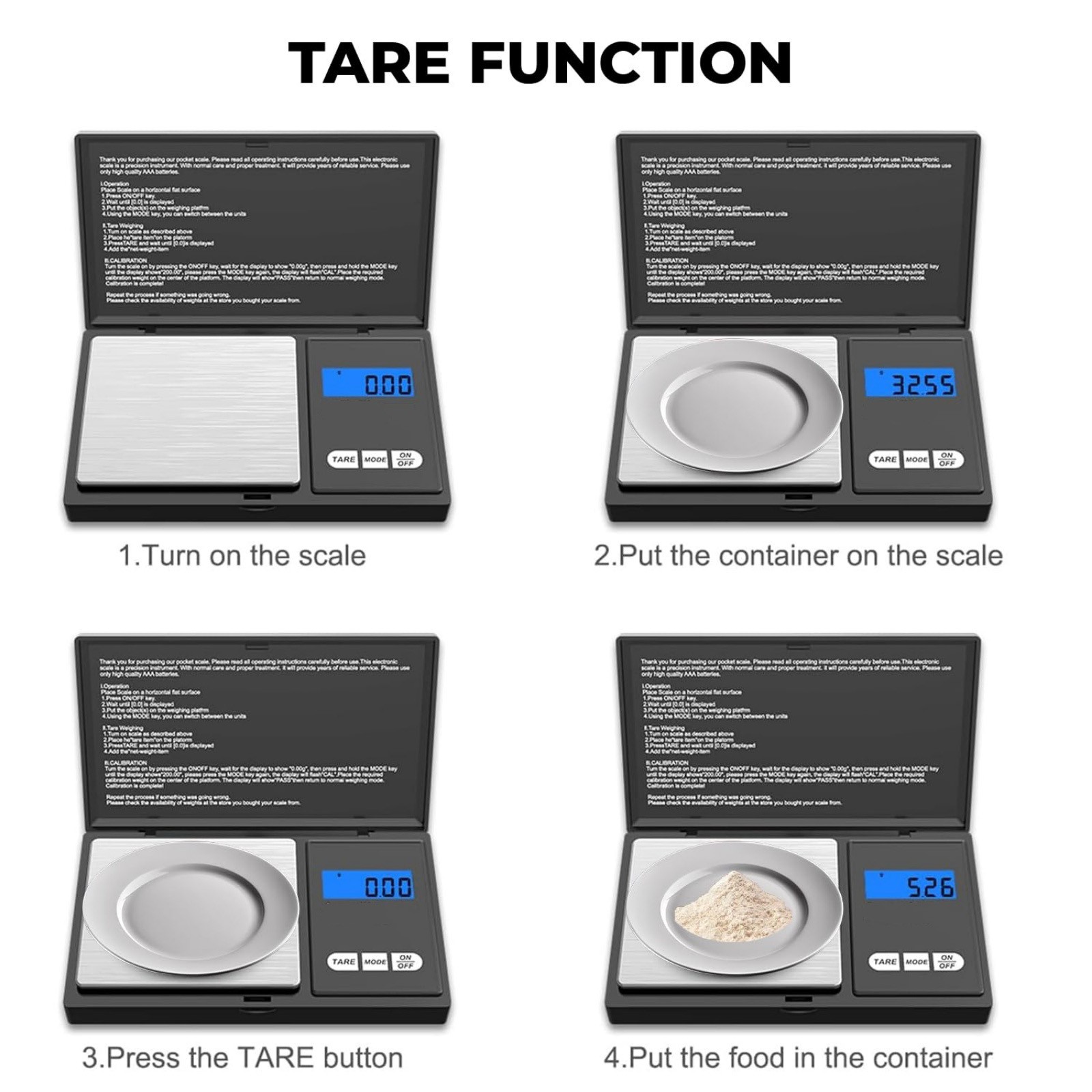 1000g/0.1g Digital Pocket Scale with Stainless Steel Platform for Kitchen Use