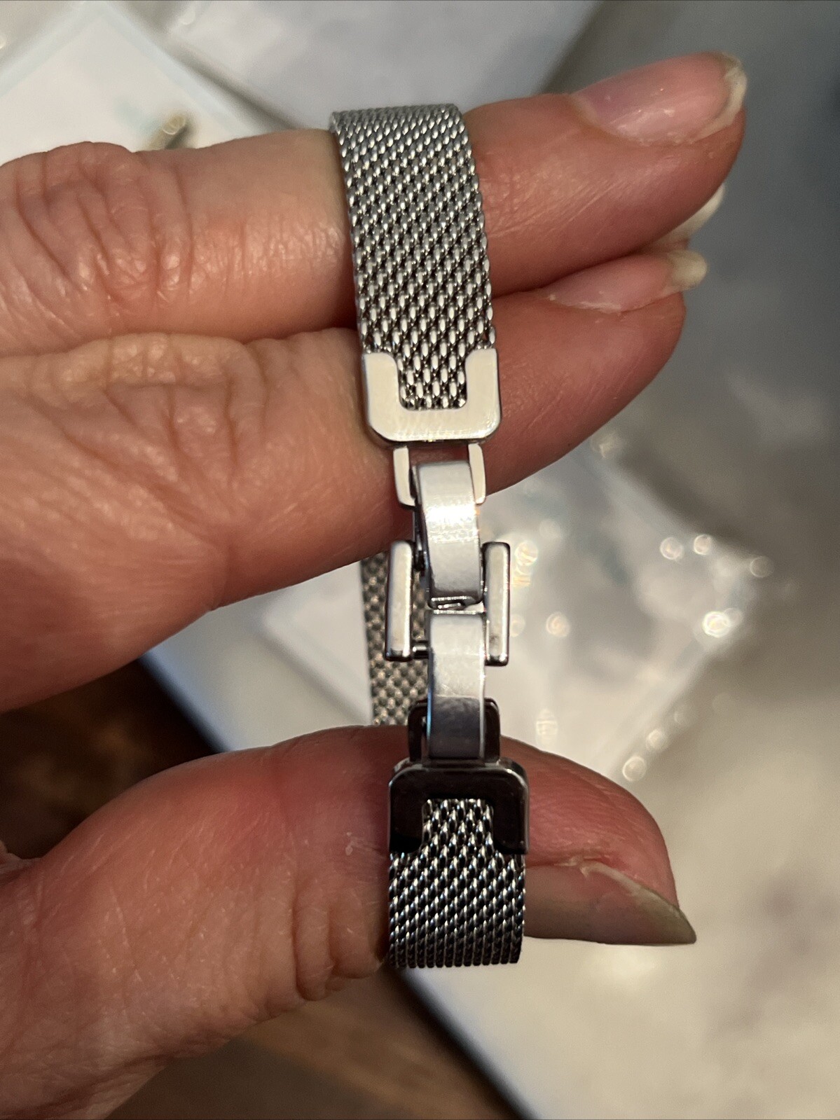 STELLA & DOT Keep Collective Silver Mesh Charm Bracelet with Charms NEW