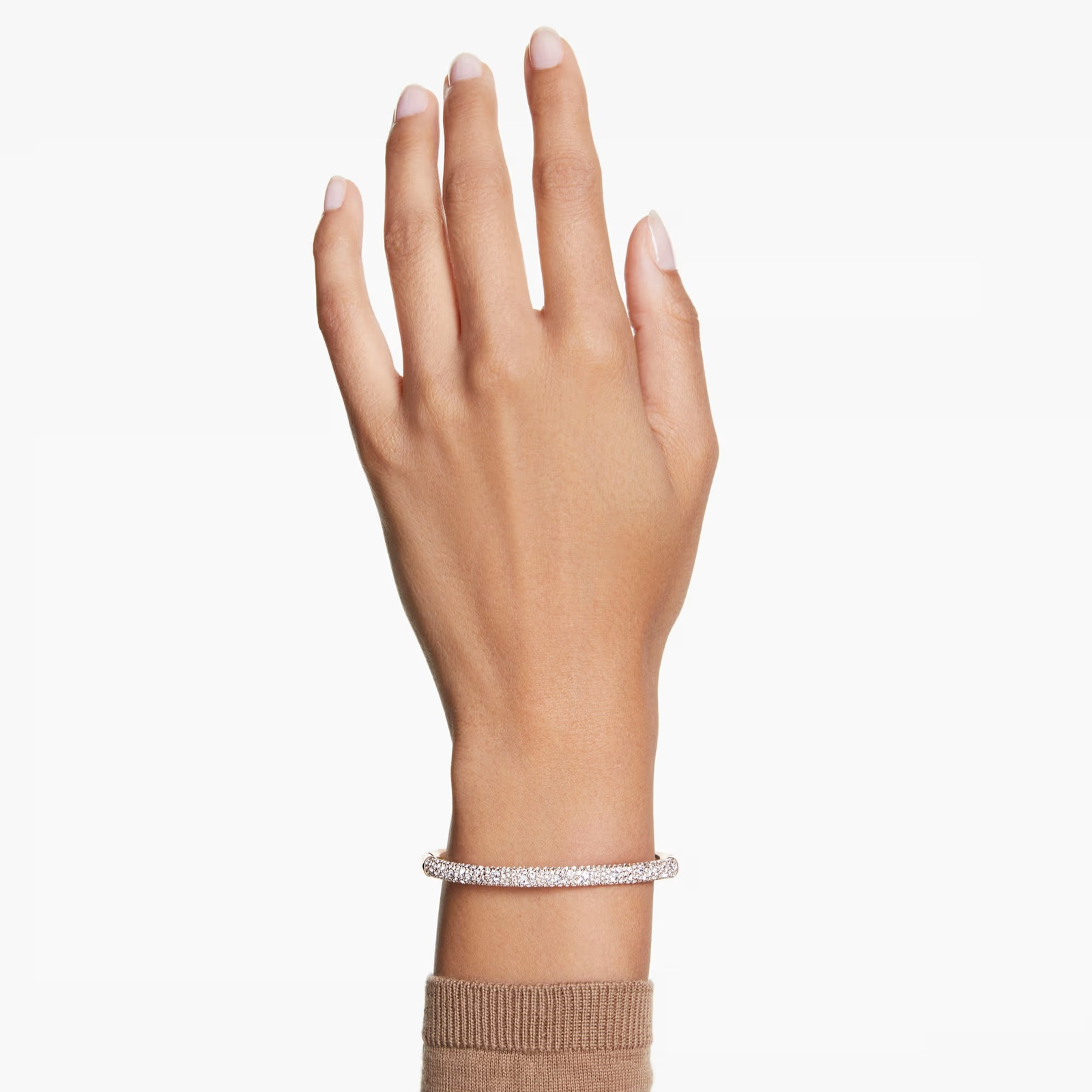 Sublima White Rose Gold Tone Plated Bangle Snow Pavé New