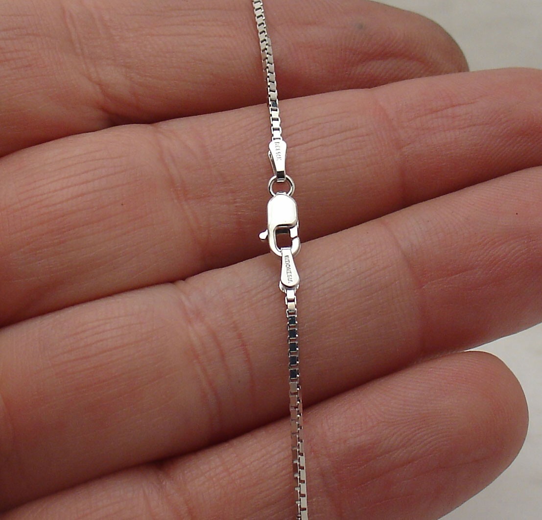 7″ Venetian Square Box Chain Bracelet Lobster Clasp Real Solid 14K White Gold
