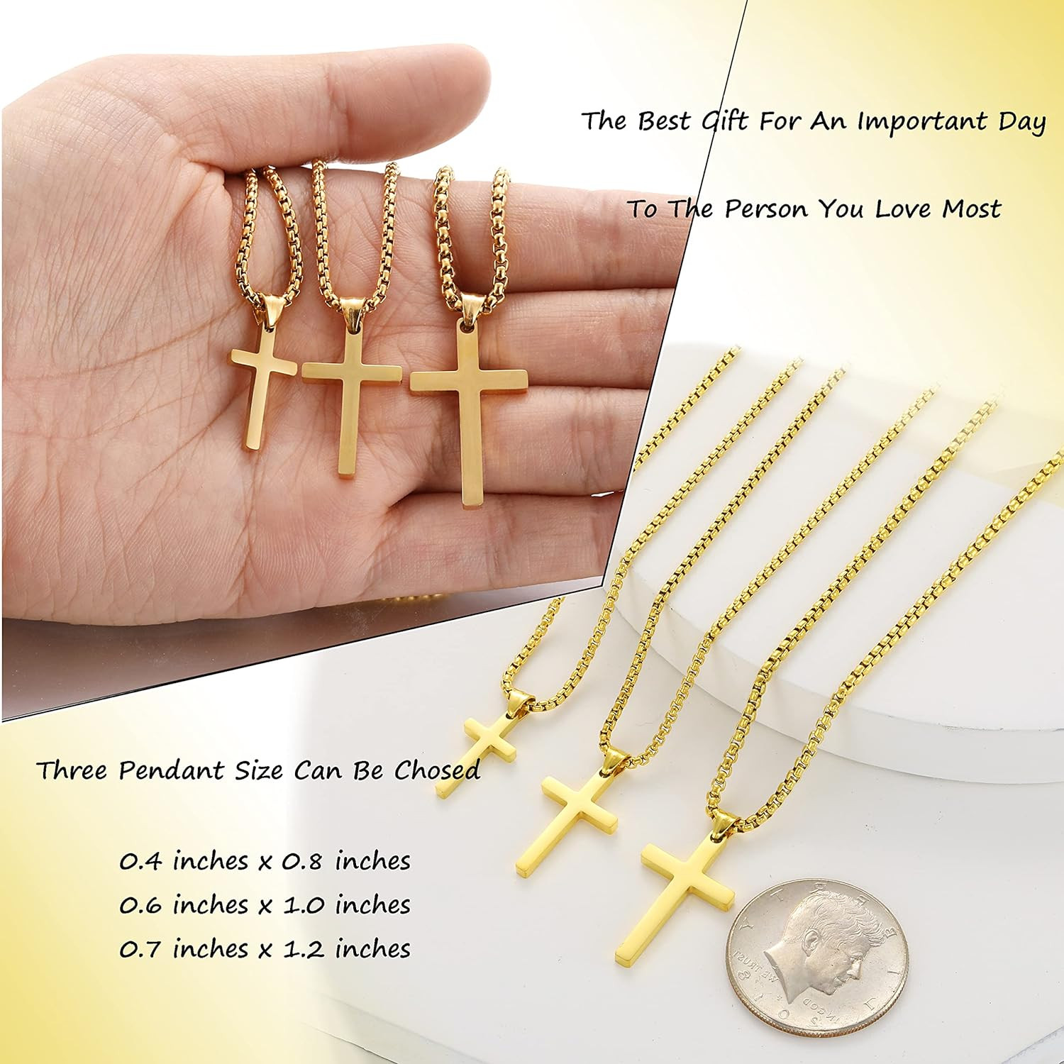 Stainless Steel Cross Necklace for Men Silver Cross Necklace for Boy Small Cross