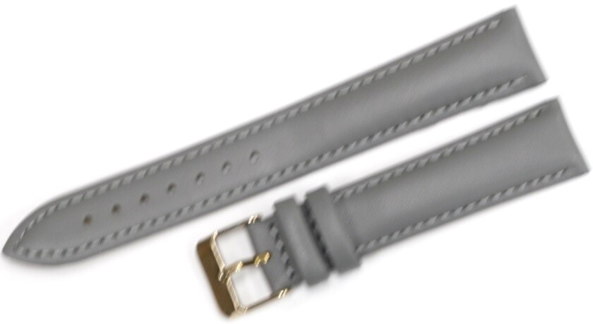 Watch Bands Genuine Leather Grey Plain Padded 16,18,20,22,24mm