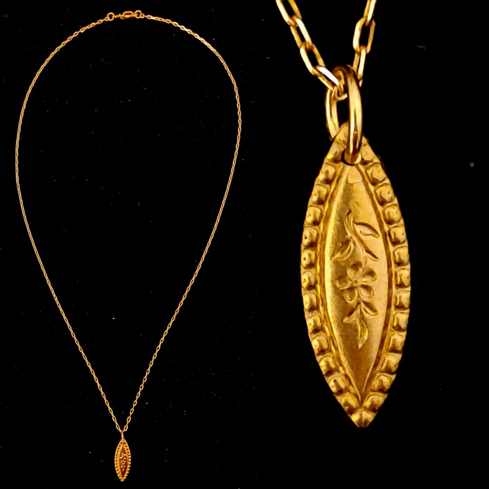 Vintage 1930s Dainty French Die Struck Flower Necklace Gift Idea