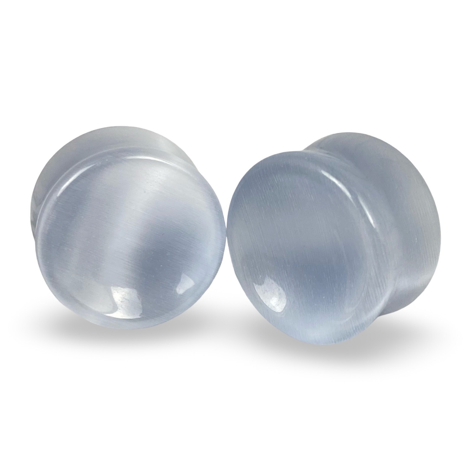 Gray Cat Eye Stone Concave Double Flare Plugs (STN-673) gauges PICK SIZE