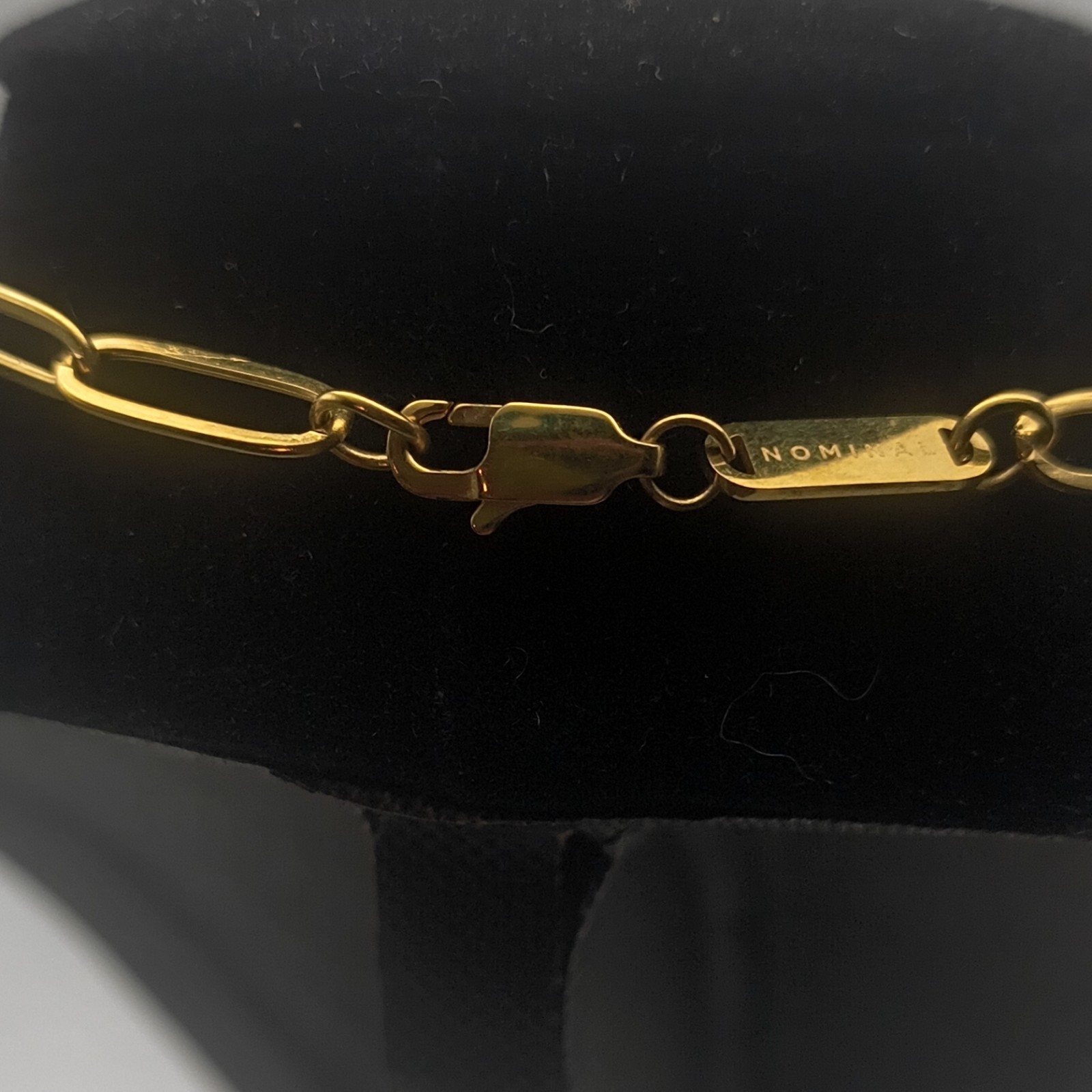 Nominal Gold Tone Bar Link Chain Necklace Asymmetrical Sun Charm Lobster