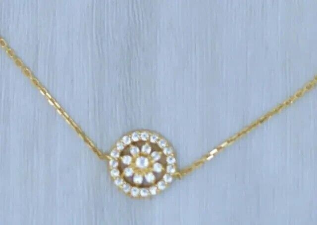 Round Cut Simulated Diamond Stunning Flower Fancy Pendant 14K Yellow Gold Plated