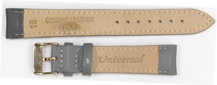 Watch Bands Genuine Leather Grey Plain Padded 16,18,20,22,24mm