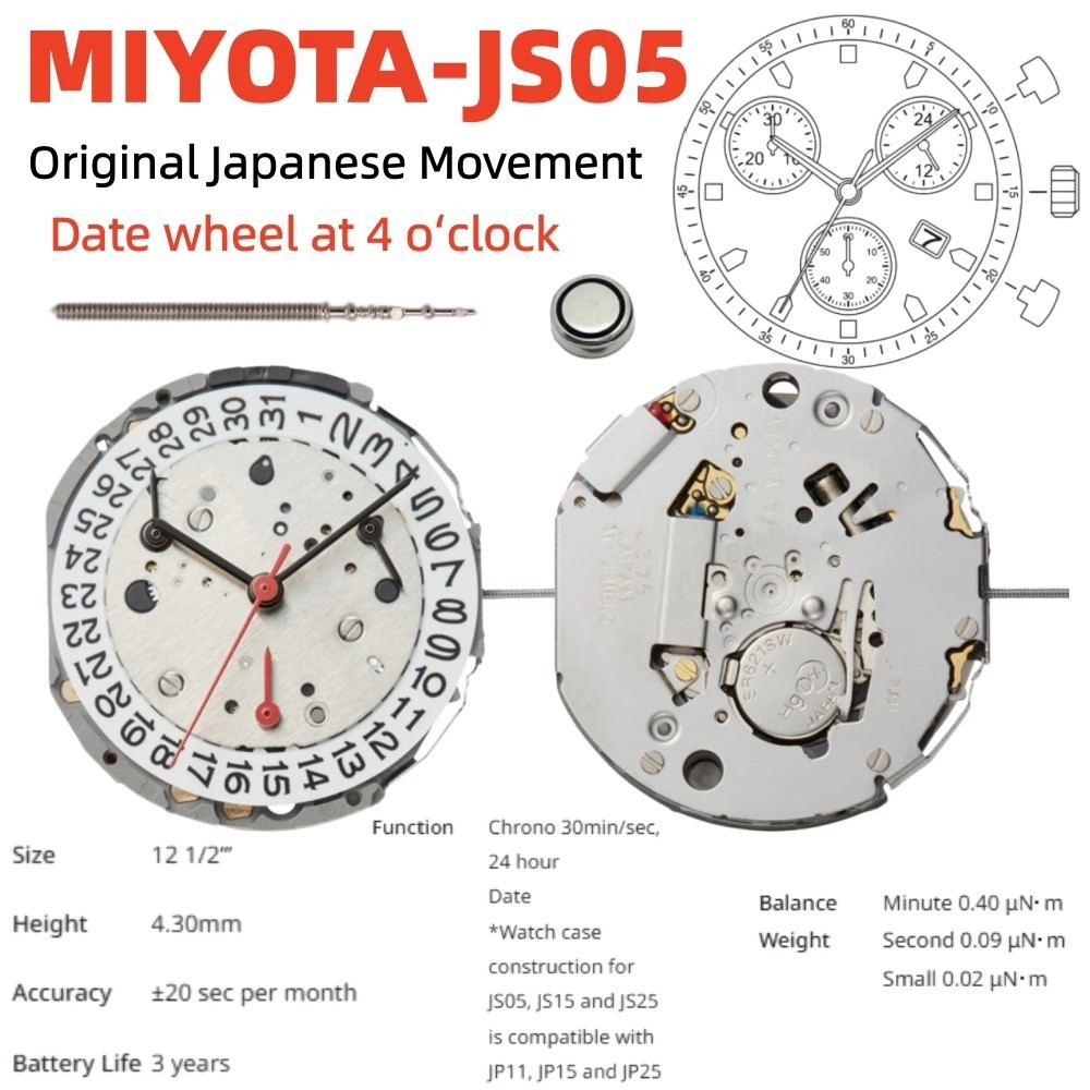 Miyota Chronograph Quartz Watch Movement JS00 JS05 JS10 JS15 JS20 JS25 JS50 JS55