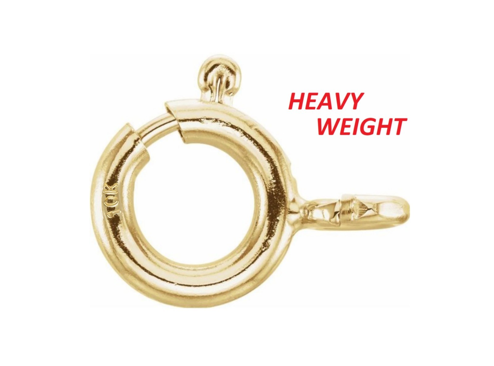 5mm HEAVY DUTY WEIGHT Solid 10k Yellow Gold Spring Ring Clasp OPEN Jump Ring USA