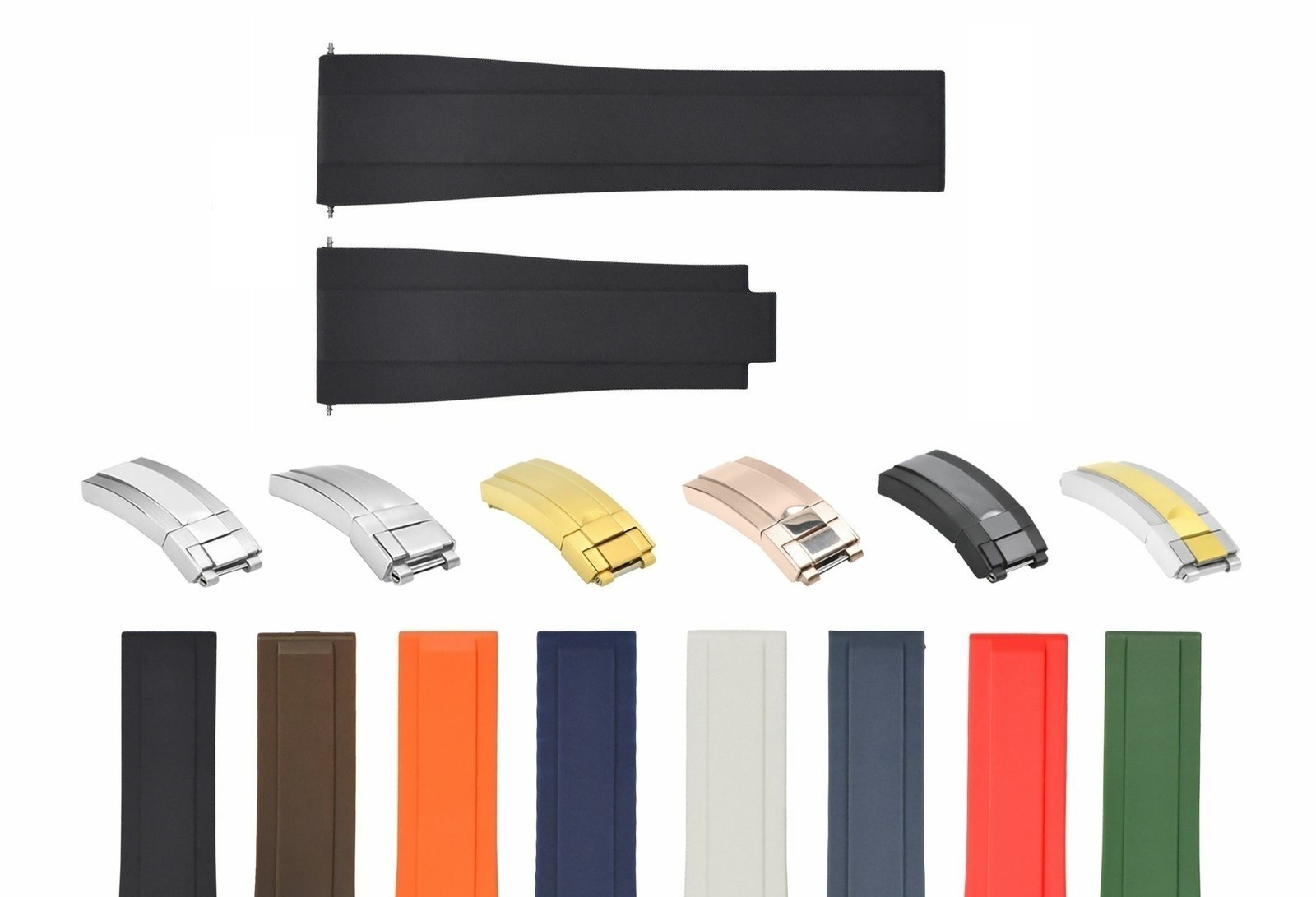 20-21-22MM RUBBER OYSTERFLEX REPLACEMENT WATCH STRAP BAND & CLASP MADE FOR ROLEX