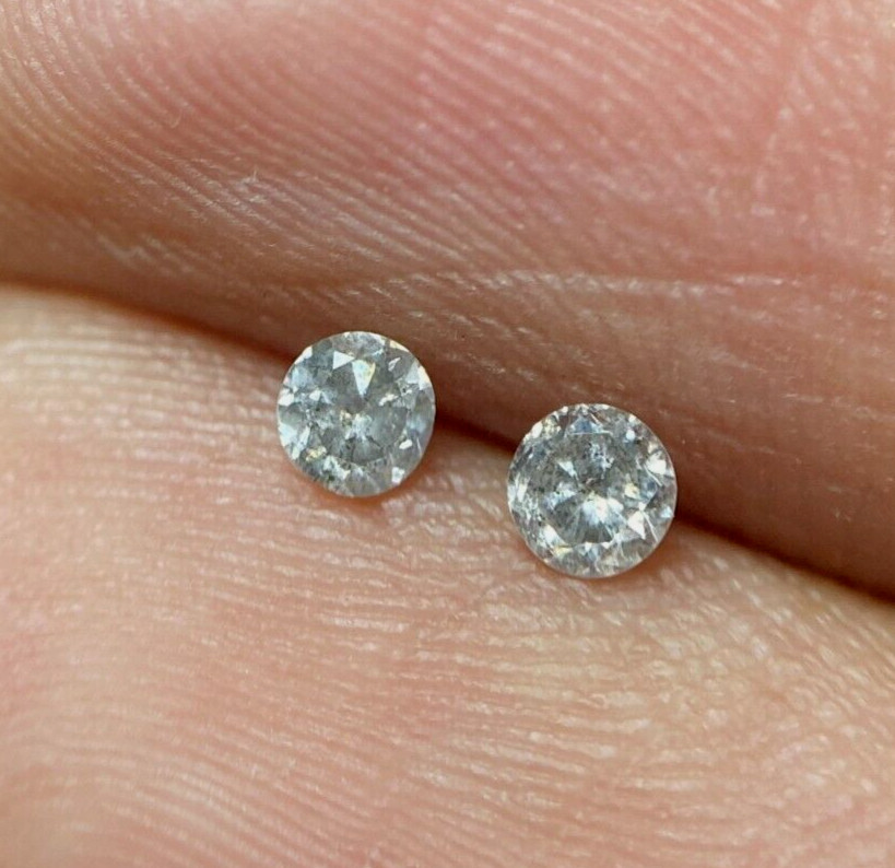 Salt Pepper Natural Diamond 2 Pcs 1.5MM Round Diamond – New Buyer Trial Listing