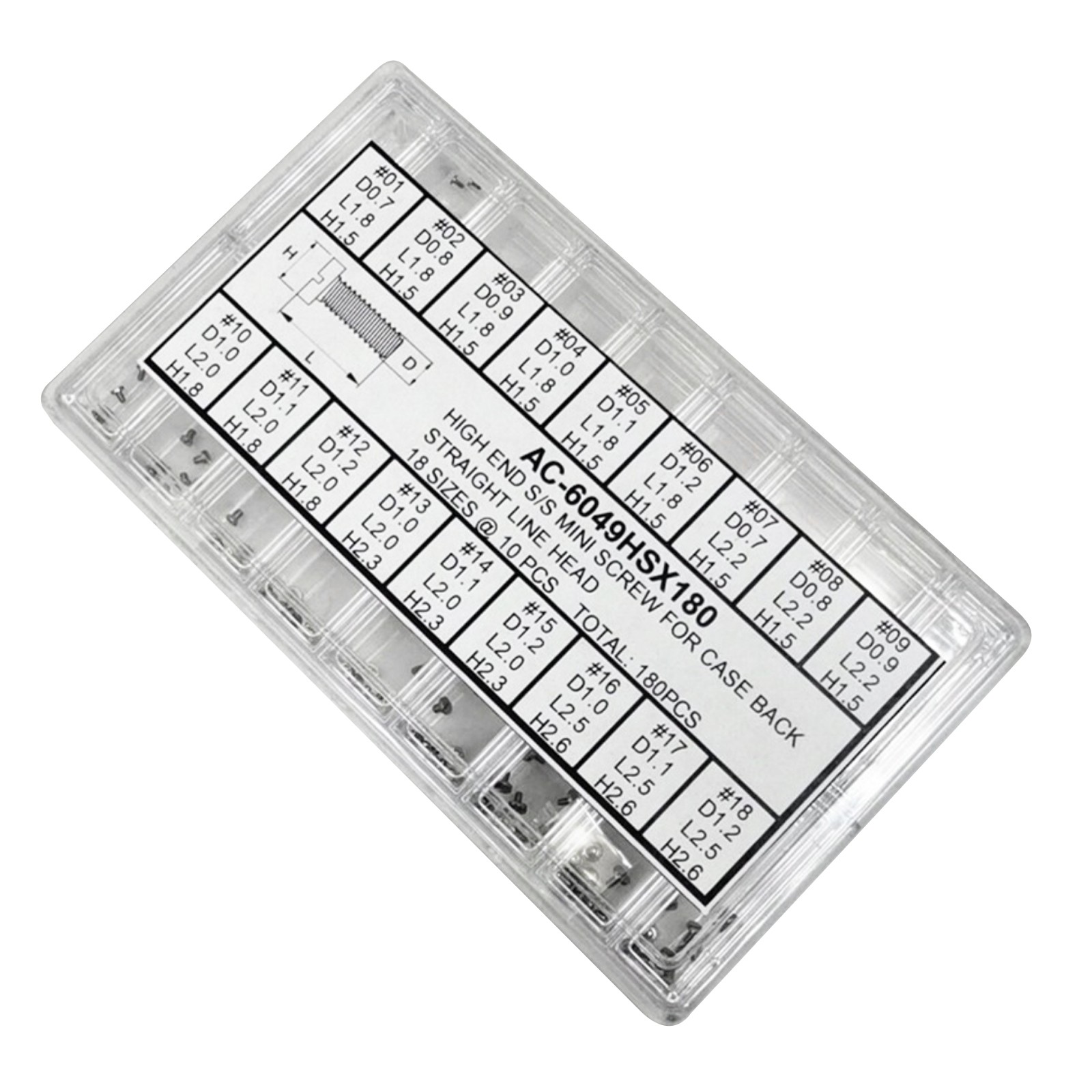 1 Box 180pcs Stainless steel Screw for Glasses Watches Back Case Repairing A