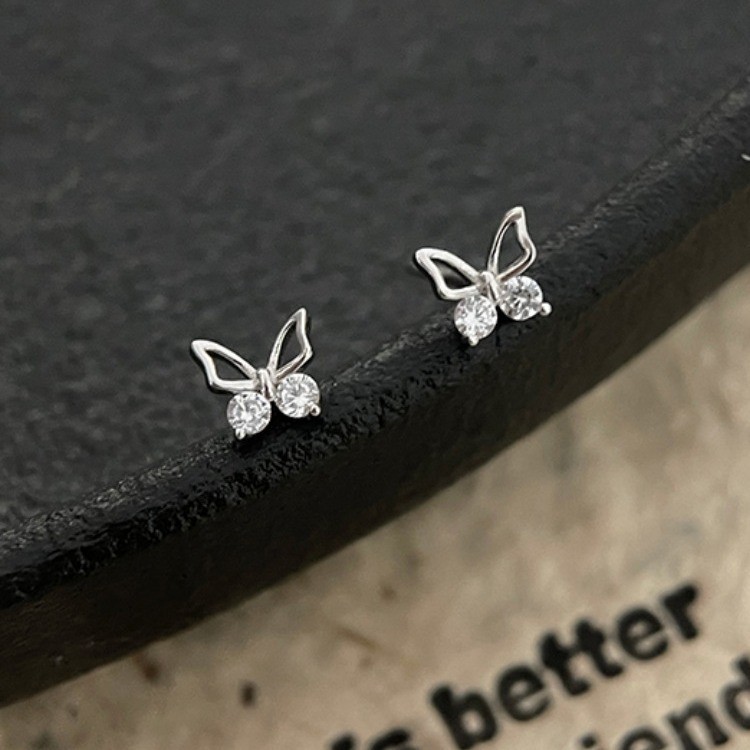 925 Silver Plated Small Butterfly Ear Studs Women’s Exquisite Earrings Gift