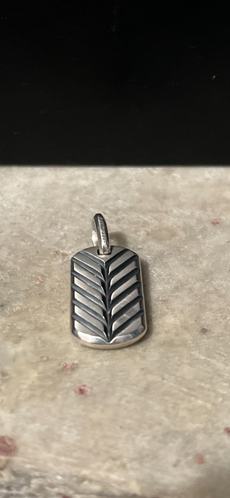 925 Silver David Yurman Chevron Dog Tag Pendant 27mm