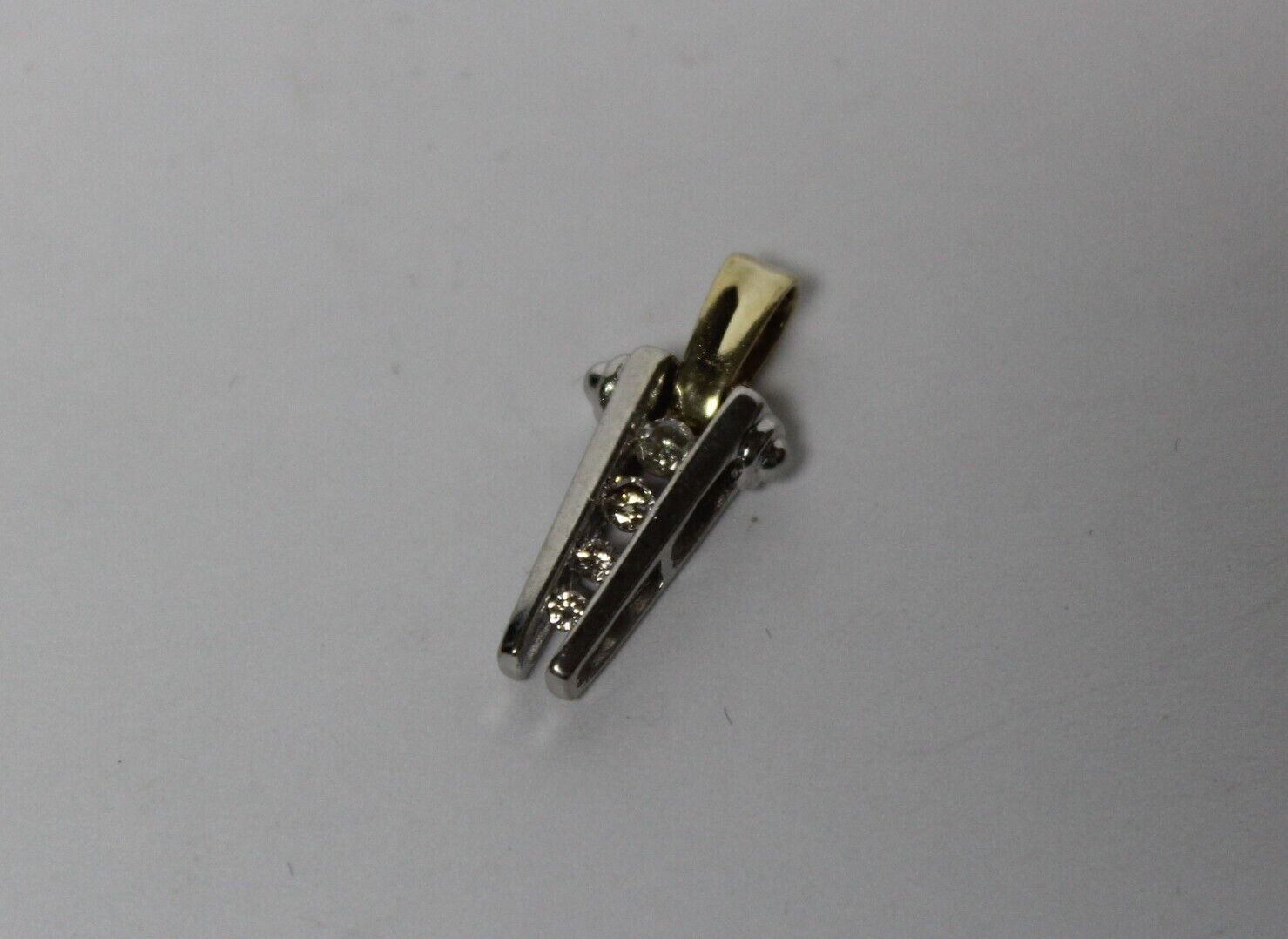 Sweet Two Tone 10K Yellow & White Gold Diamond Pendant Hallmarked ADL (R)