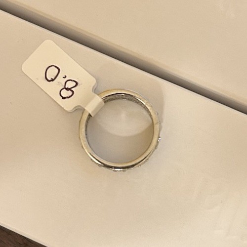 Size 8 Diamond CZ Delicate No Mark Silver Tone Eternity Ring