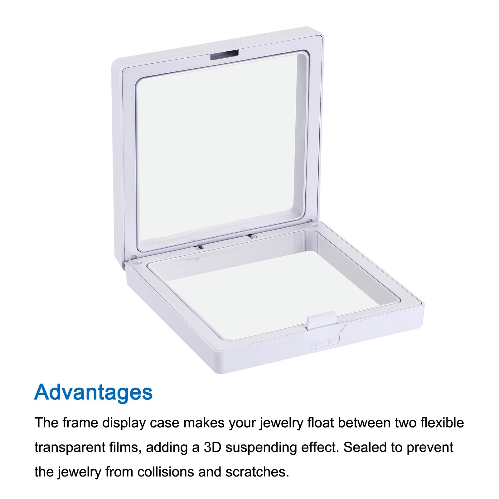 12Pcs Floating Thin Film Display Box, ABS Frame Display Case Holder White