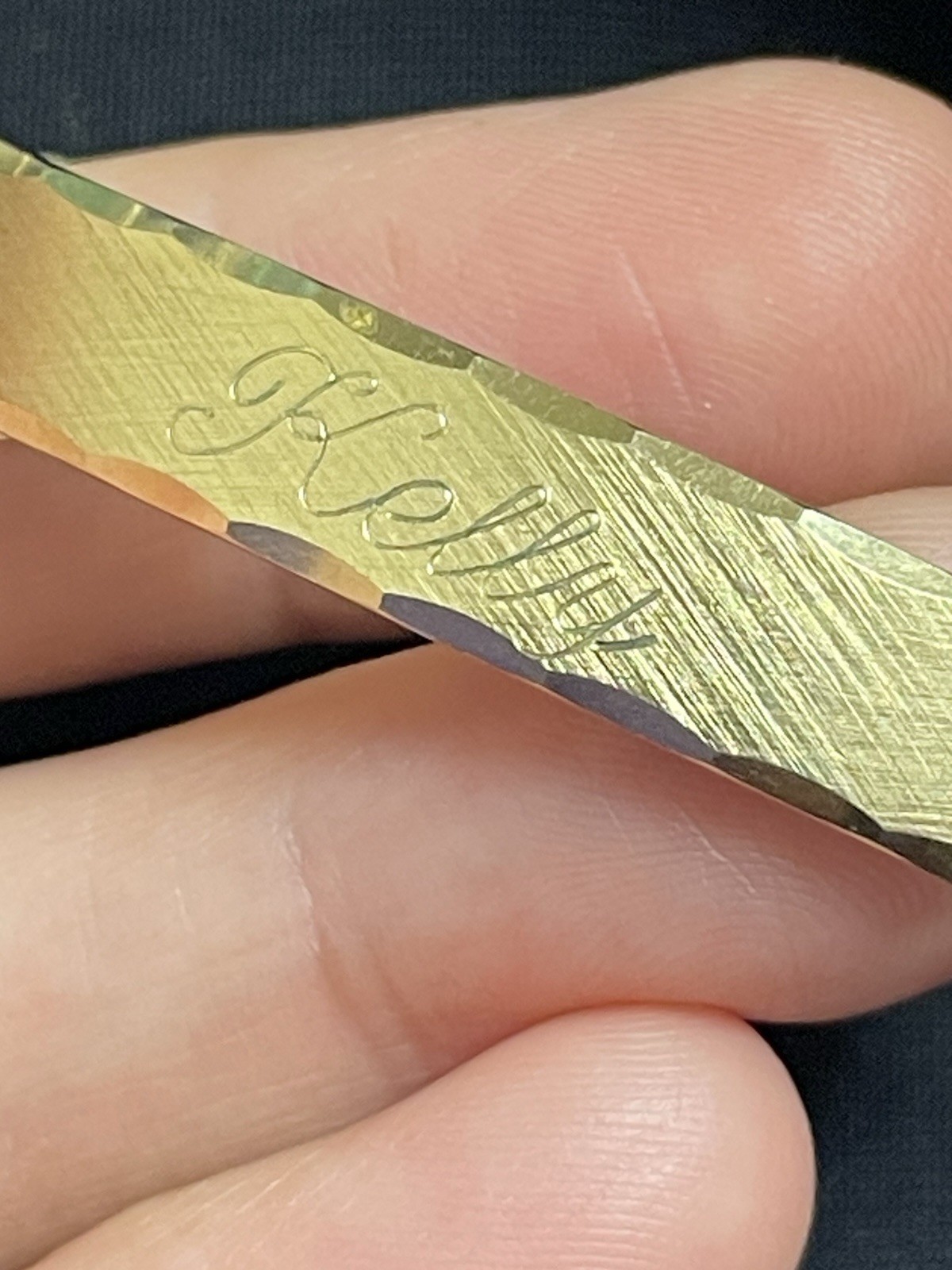Vintage Signed Speidel Identity ID Bracelet Gold-Tone Name Engraved Kelly