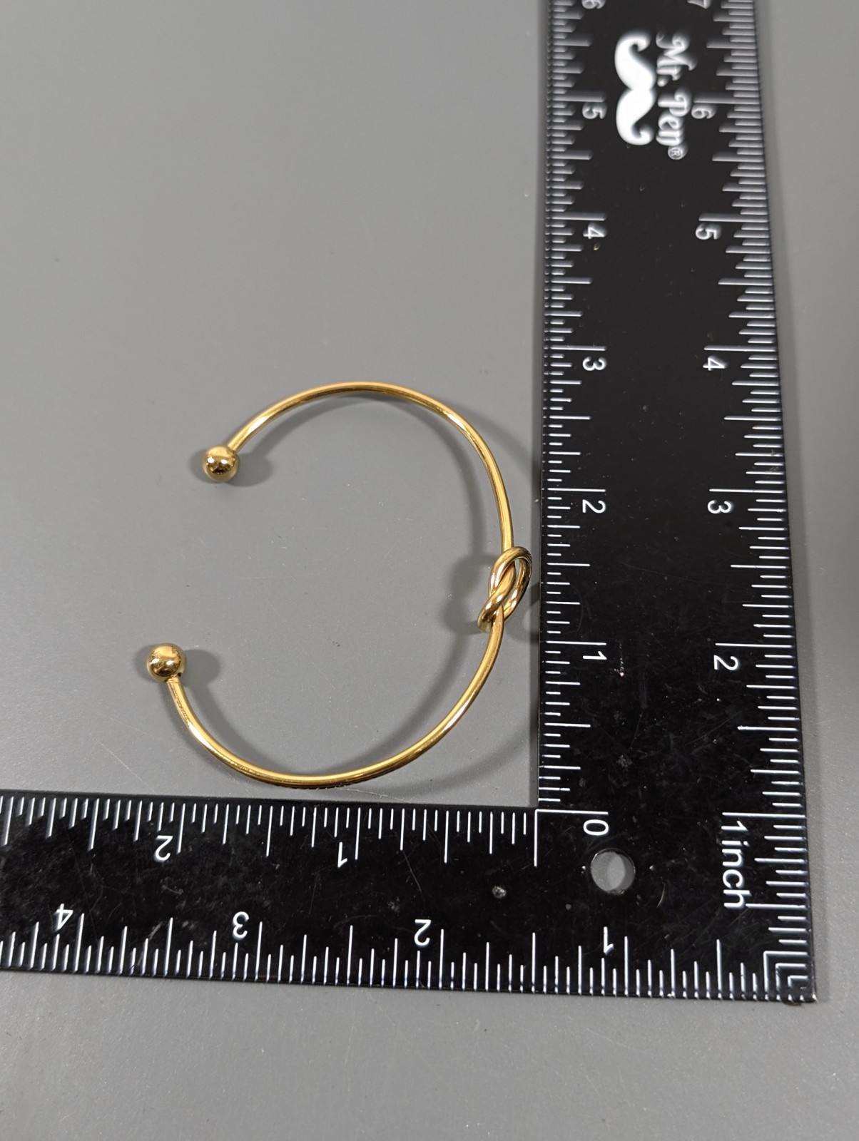 Gold Tone Knot Cuff Bracelet Stacking Retro Minimalist 6.5 in