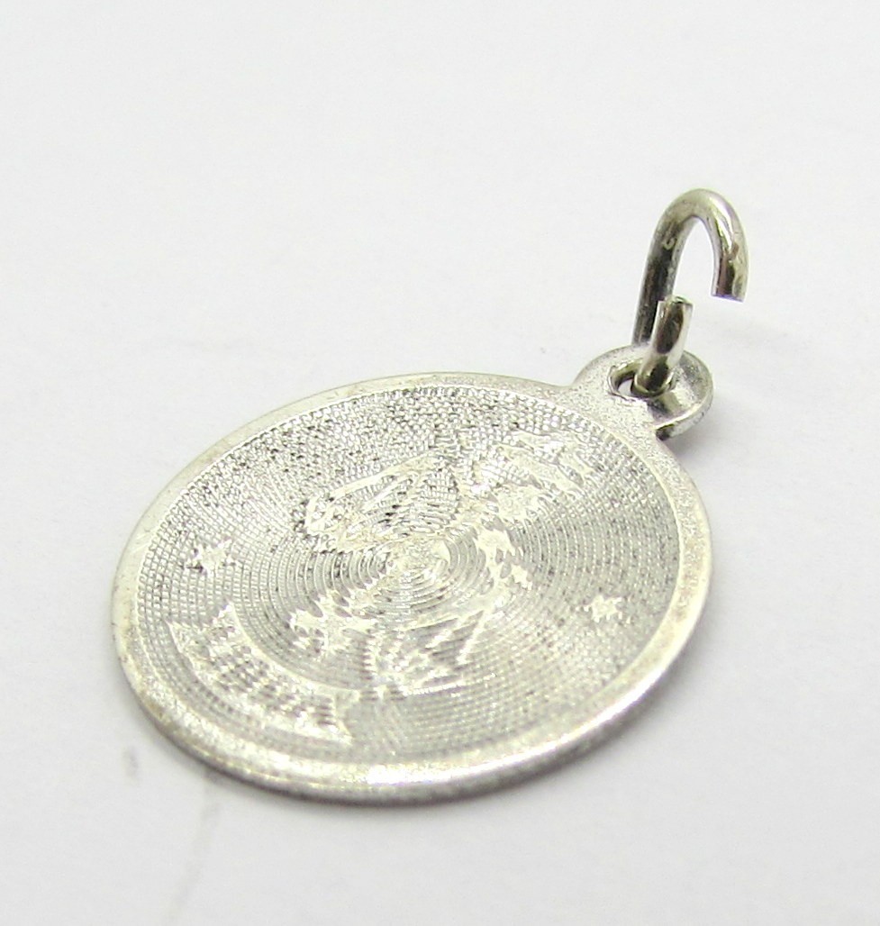 925 STERLING SILVER ZODIAC LIBRA DISC PENDANT OR CHARM 18X12MM ~ 0.7G