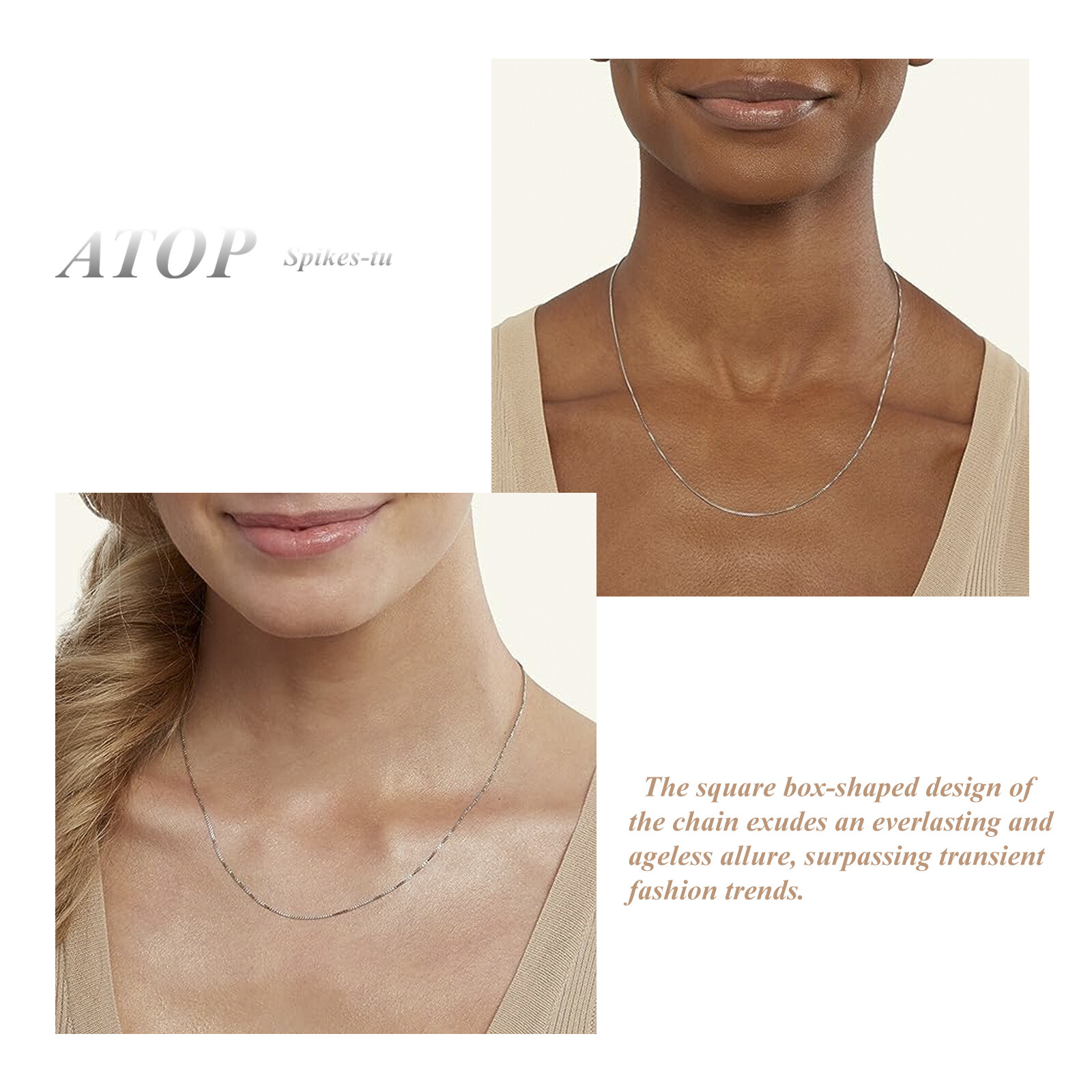 Italian Solid Sterling Silver Square Box Link Chain Necklace 925 Silver Chain