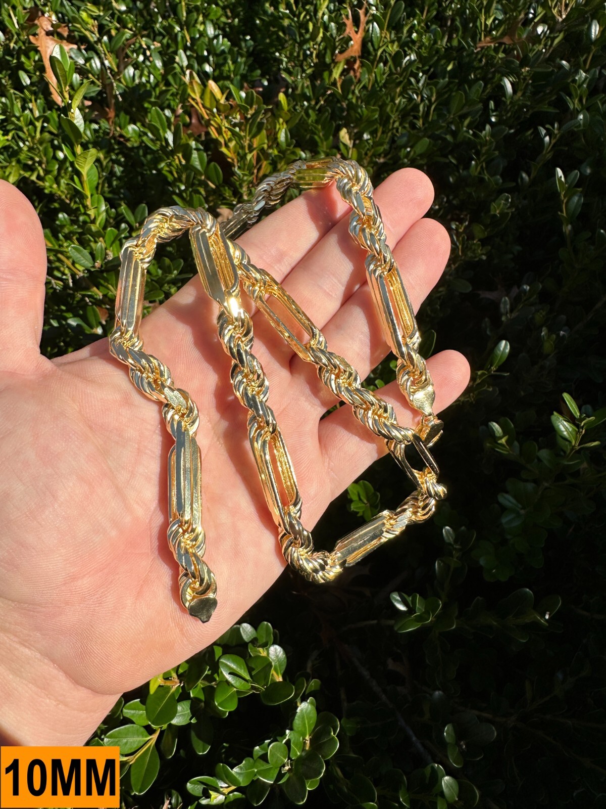 FigaRope Milano Chain Real Solid 14K Gold Plated 925 Silver Necklace Bracelet