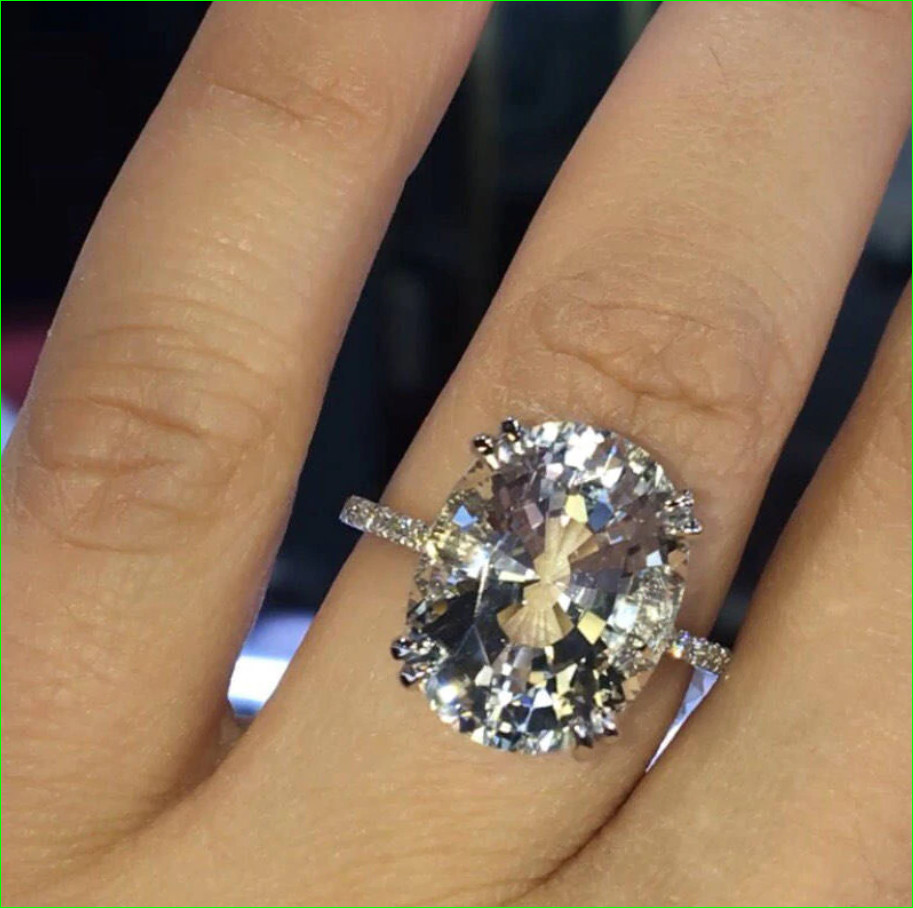 4Ct Lab Created Oval Diamond Solitaire Engagement Ring 14K White Gold Over