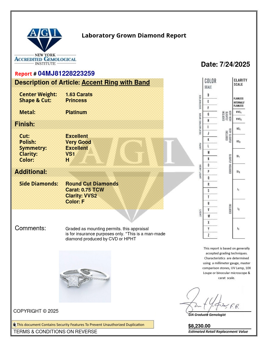 Engagement Ring Set Under Halo Platinum 2.38 CT Princess Lab-Grown Diamond H VS1