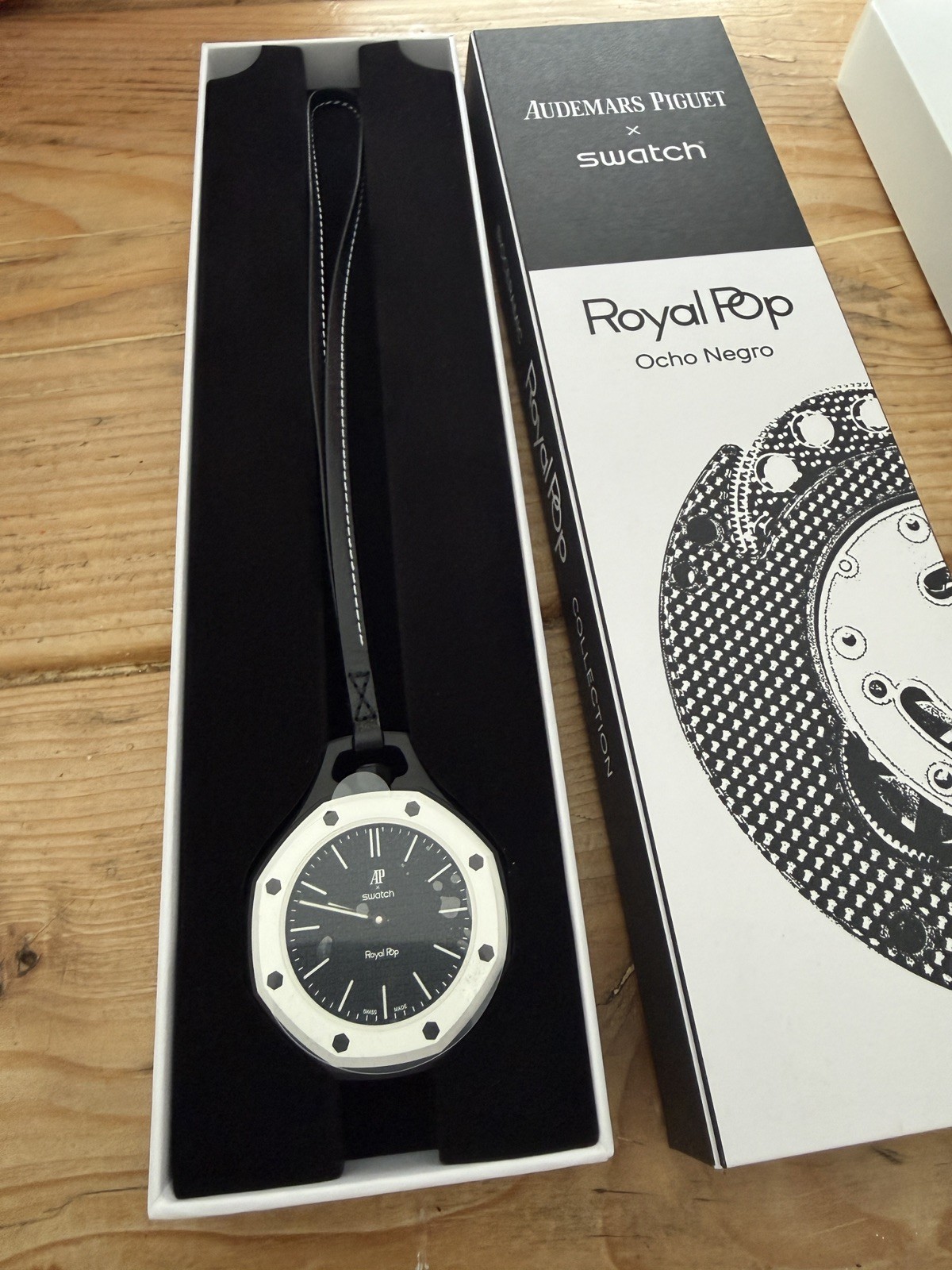 SWATCH X AUDEMARS PIGUET BIOCERAMIC ROYAL POP OCHO NEGRO POCKET WATCH + receipt
