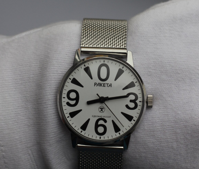 Wristwatch Raketa Big Zero unisex case 34mm. / Vintage movement USSR