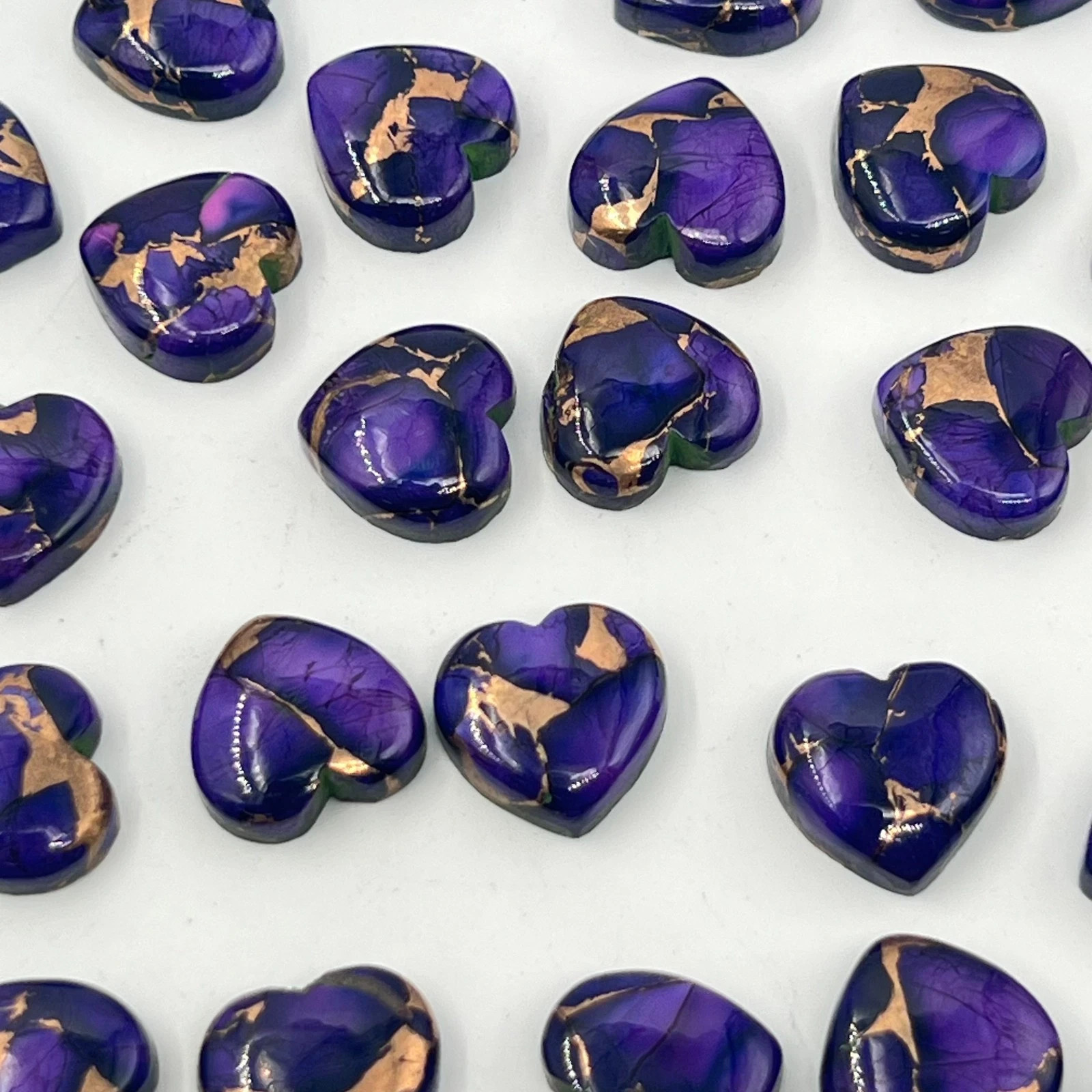 AAA+ Purple Rose Copper Turquoise Cabochon Heart Shape Loose Gemstone