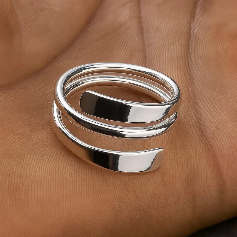Solid 925 Silver Adjustable Ring For Women Handmade Lovely Ring All Size SR645