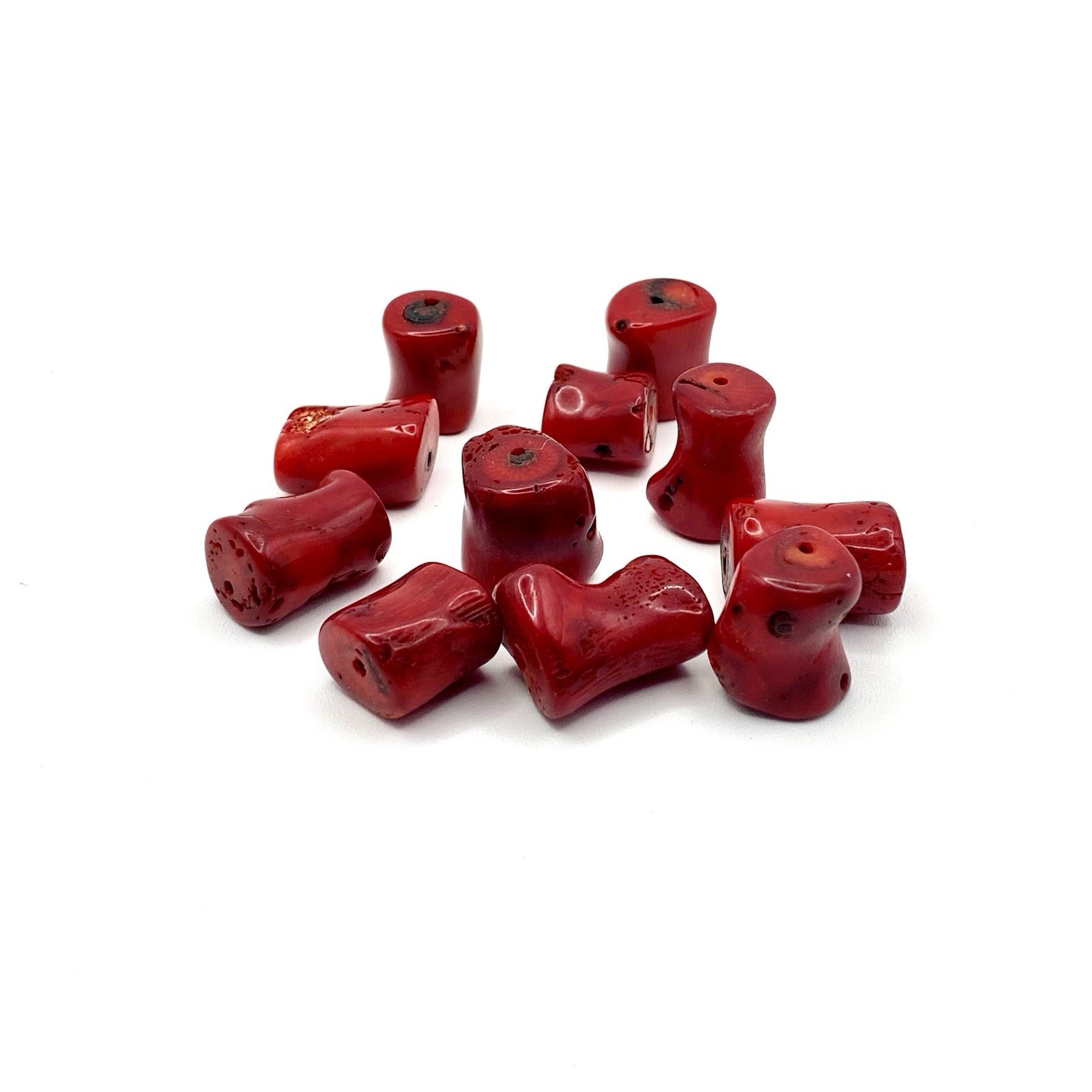 Vintage Red Bamboo Coral Big Chunky 11 Beads Bead Lot Craft Jewelry ~57 Grams