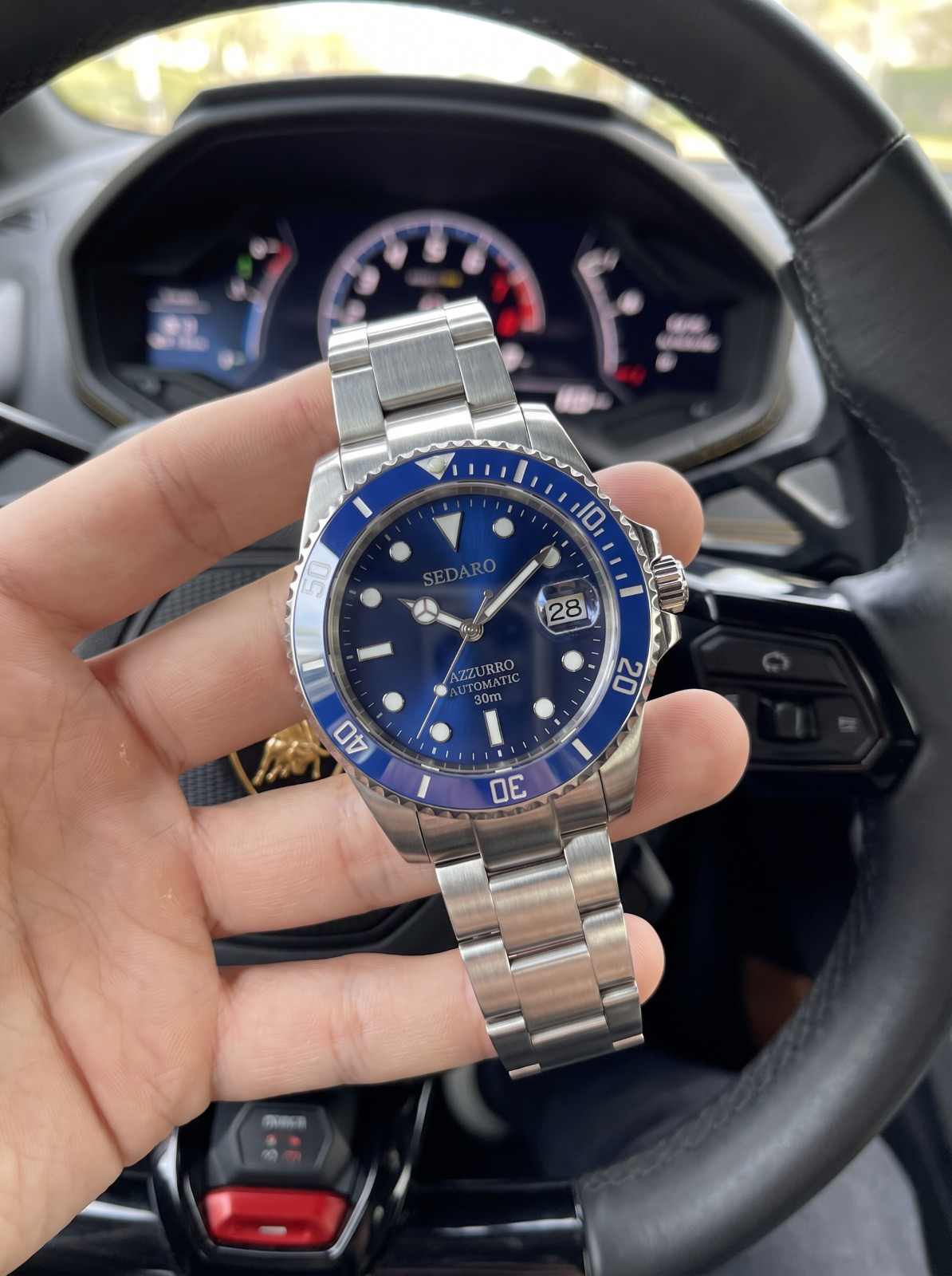 SEDARO Diver Watch NH35 Automatic Blue Dial Sapphire Crystal Steel 41mm