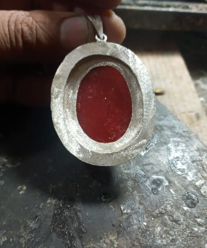 Stunning African Red Ruby Moroccan Handmade Solid Silver 23.2g 65.2mm