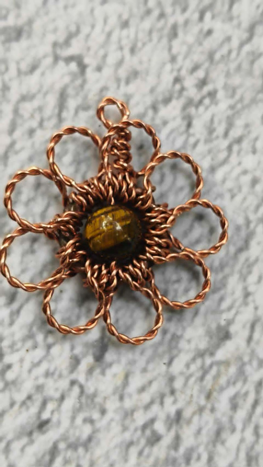 Flower Copper Pendant Wire Wrapped Tiger Eye Energy Health Luck Jewelry #PM1