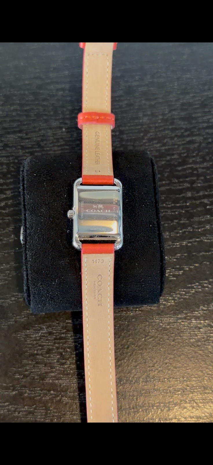 COACH Thompson White Dial Leather Red Watch 16” strap (Has New Battery)