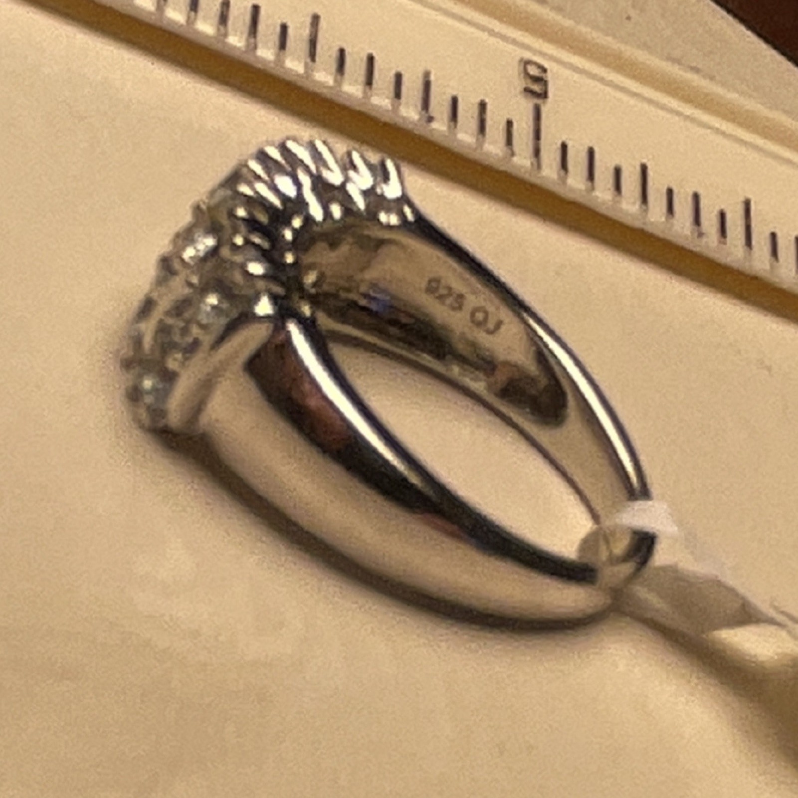 QJ 925 Sterling Silver Clear Stone Multi Row Ring Size 7 Tagged 5g