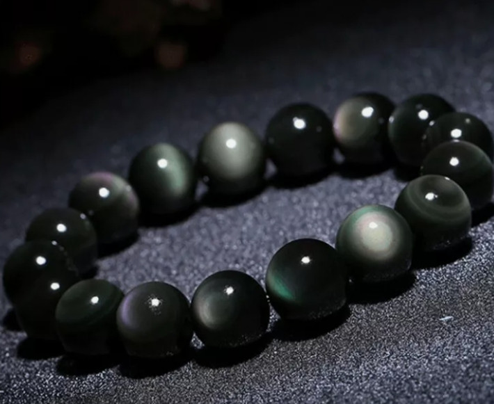 TrendingNow 12mm Handmade Rainbow Obsidian Beaded Stretch Bracelet Best Gift
