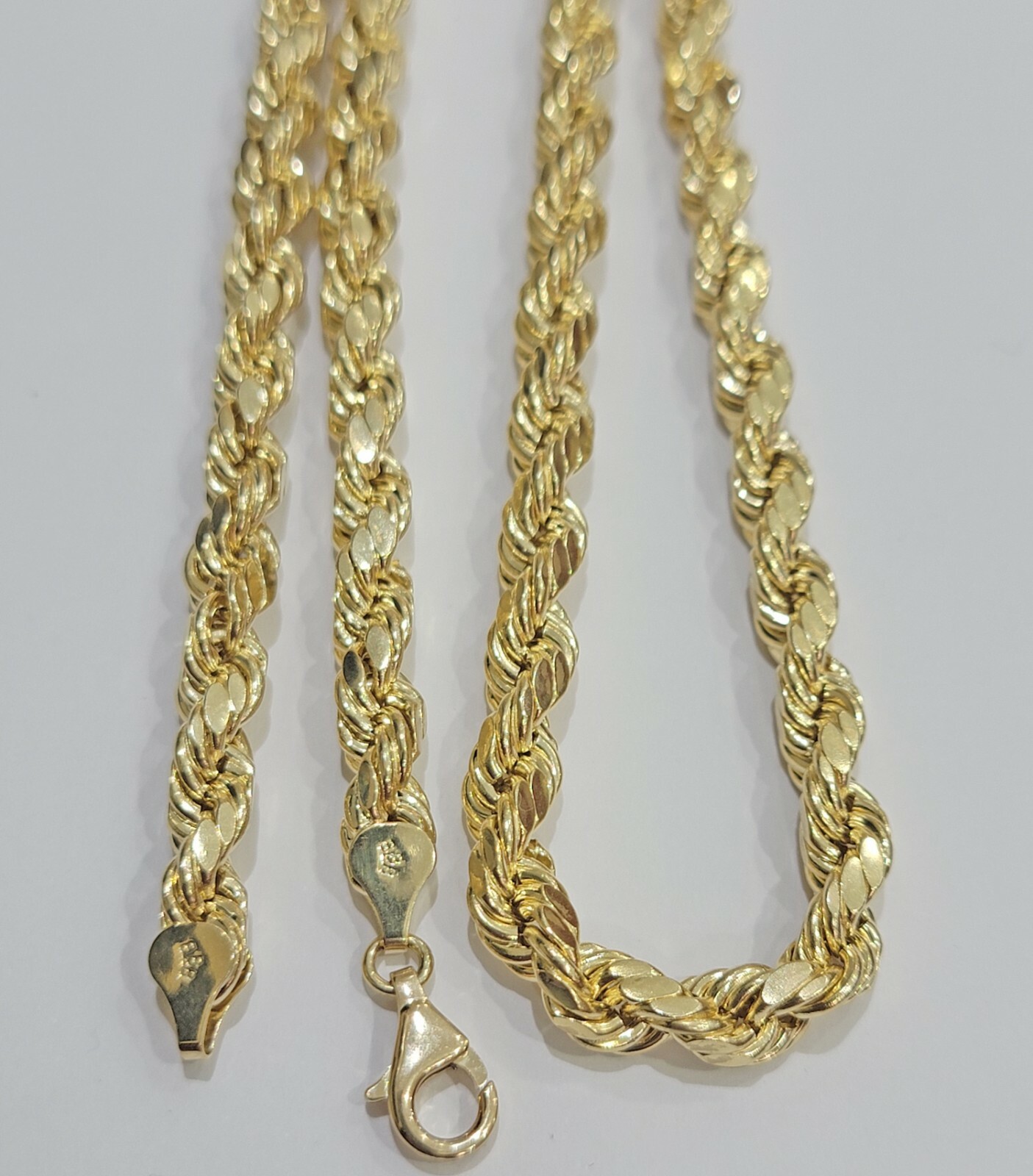10k Yellow Gold Solid Rope Chain Necklace 30″ Inch 7mm Real Gold 10kt