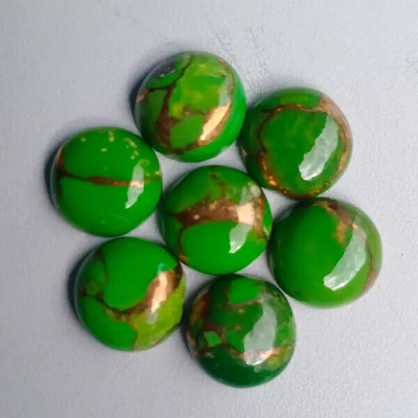 [WHOLESALE] GREEN COPPER TURQUOISE CABOCHON ROUND SHAPE LOOSE GEMSTONE