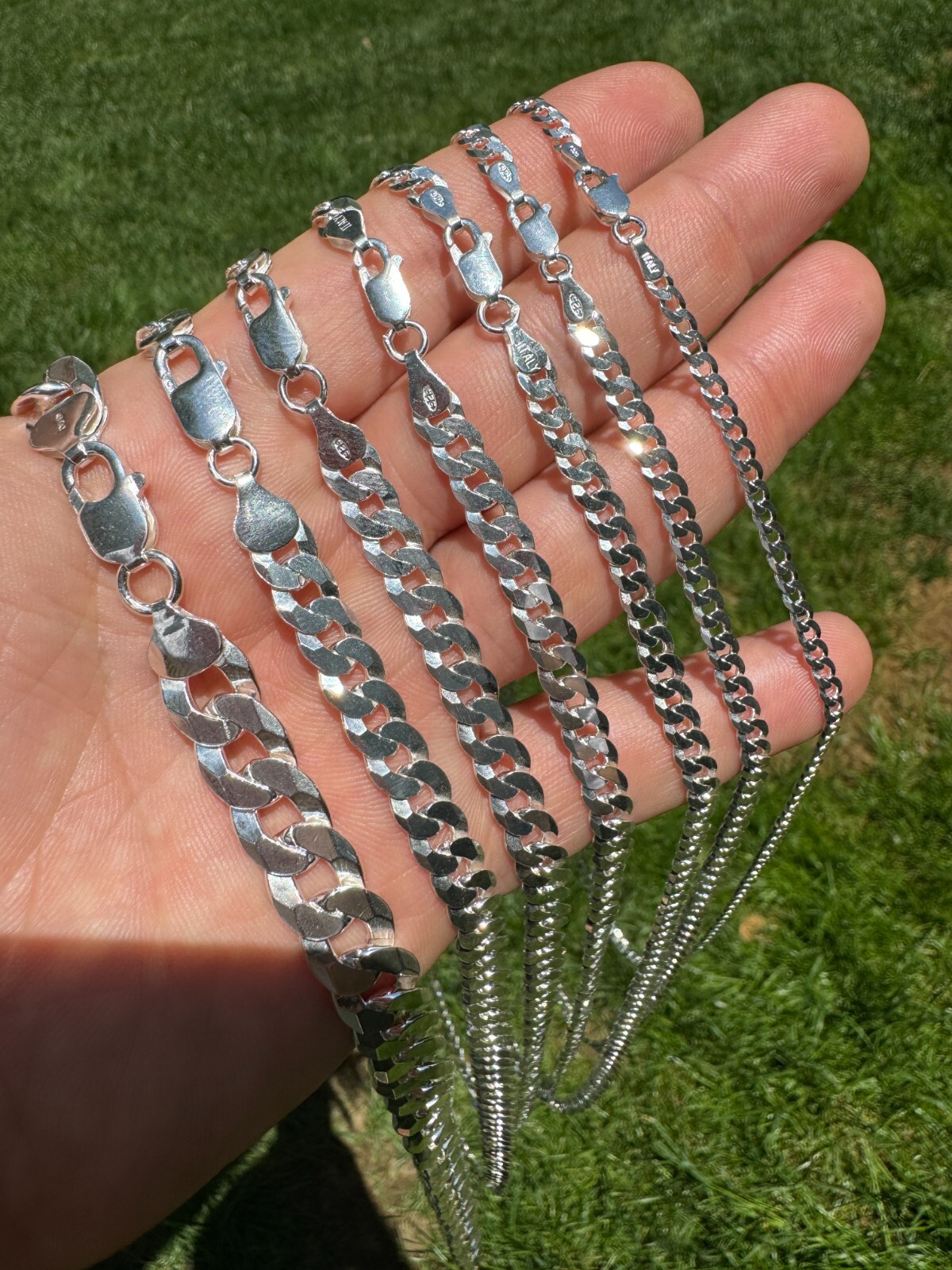 REAL Solid 925 Silver Flat Miami Curb Cuban Link Chain Necklace 3-11mm 16-30″