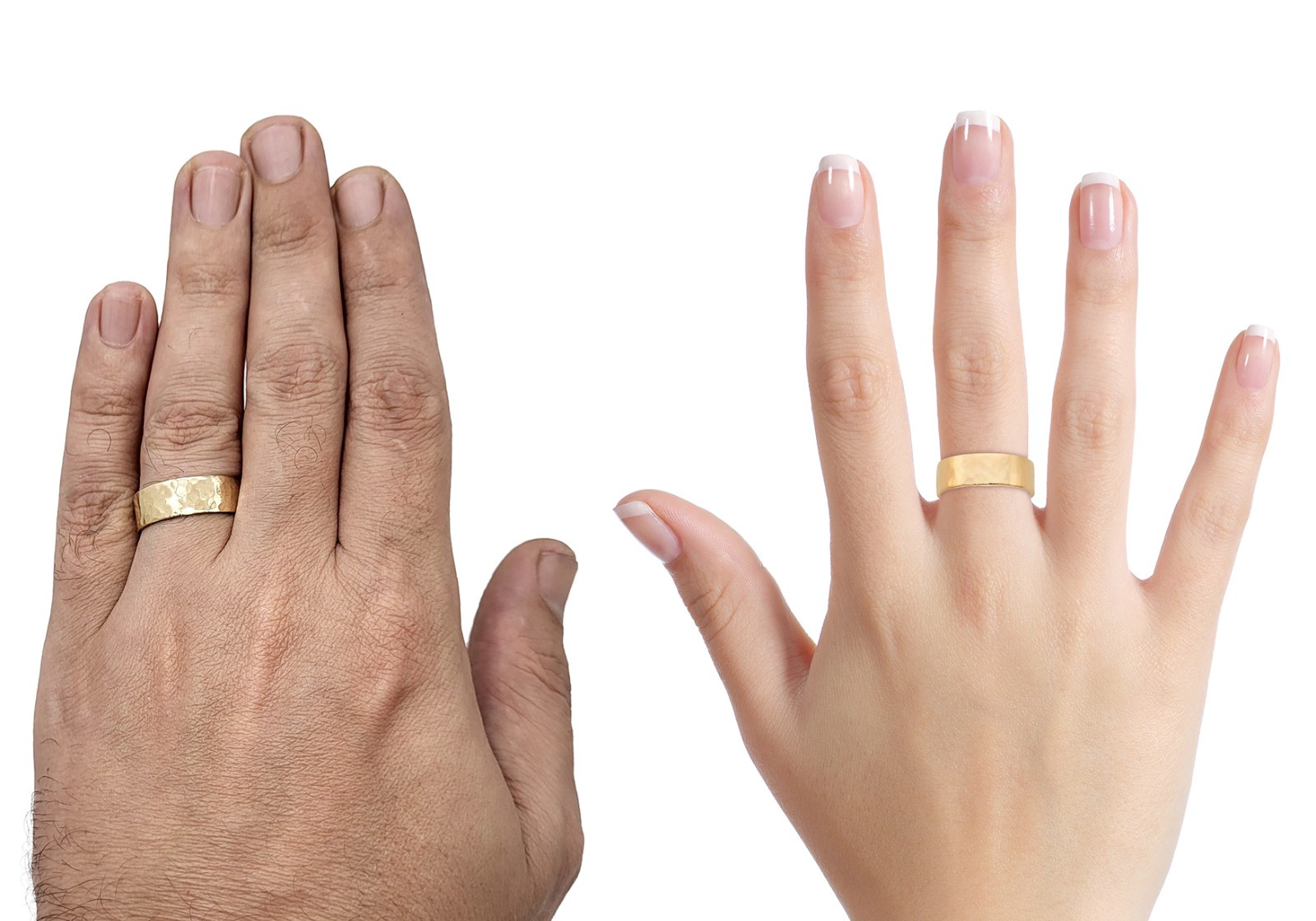Solid 10K Yellow Gold Hammered Ring 7mm Size 3 – 15 Wide Gold Band