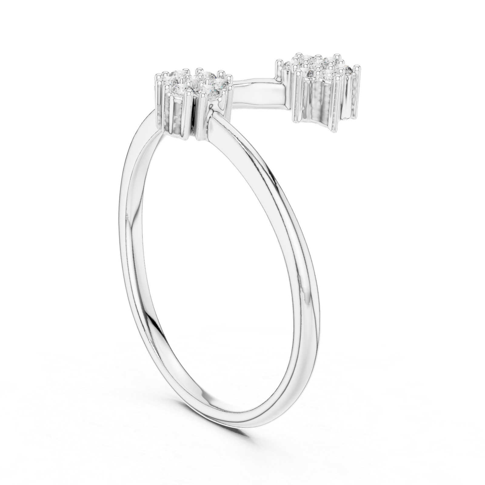 Natural Certfied 14 Pc VVS1 Diamond Anniversary Petite Twist Ring 14k Gold Over