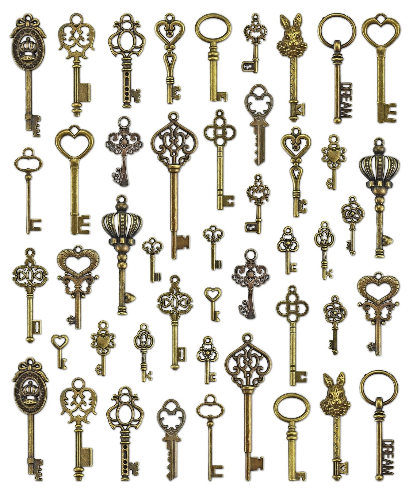 JIALEEY Vintage Skeleton Key Charms, 23 0.6 – 2.7 inches (15 – 70 mm), Bronze