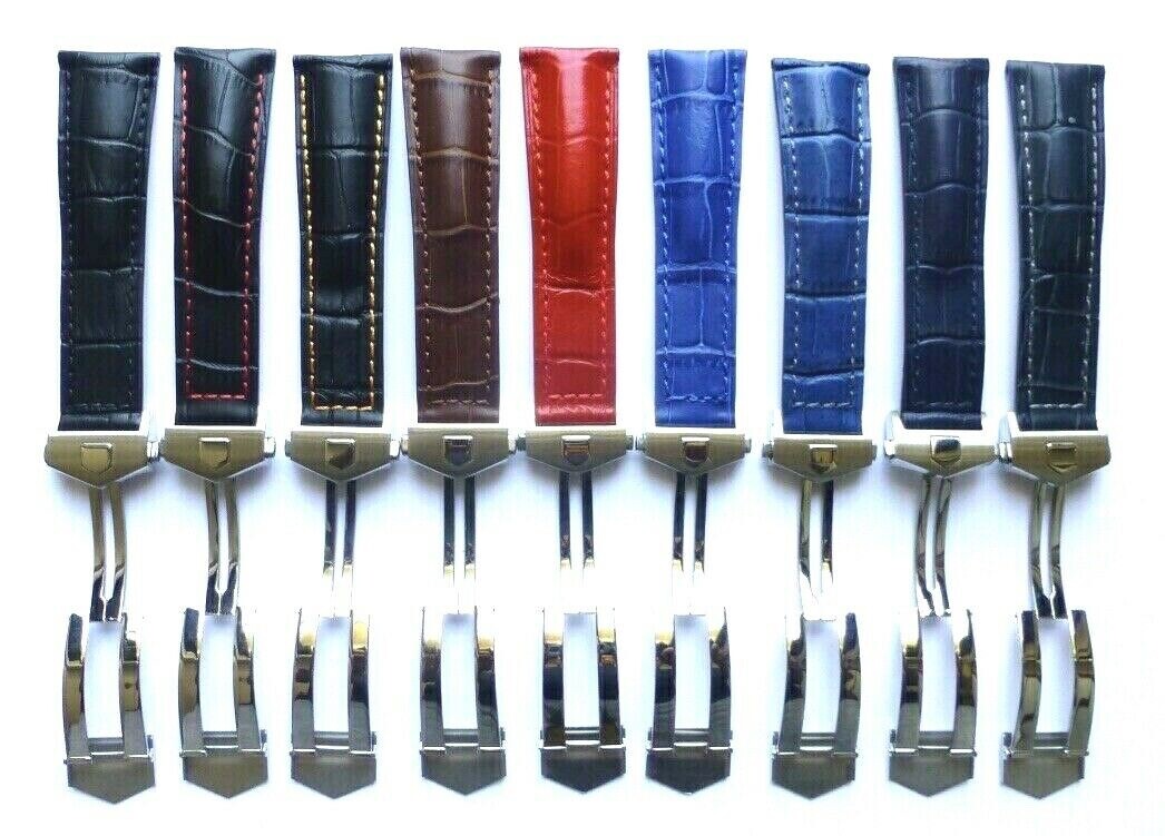 20 &22mm Leather Watch Band Strap with Clasp Compatible Tag Heuer Carrera Monaco