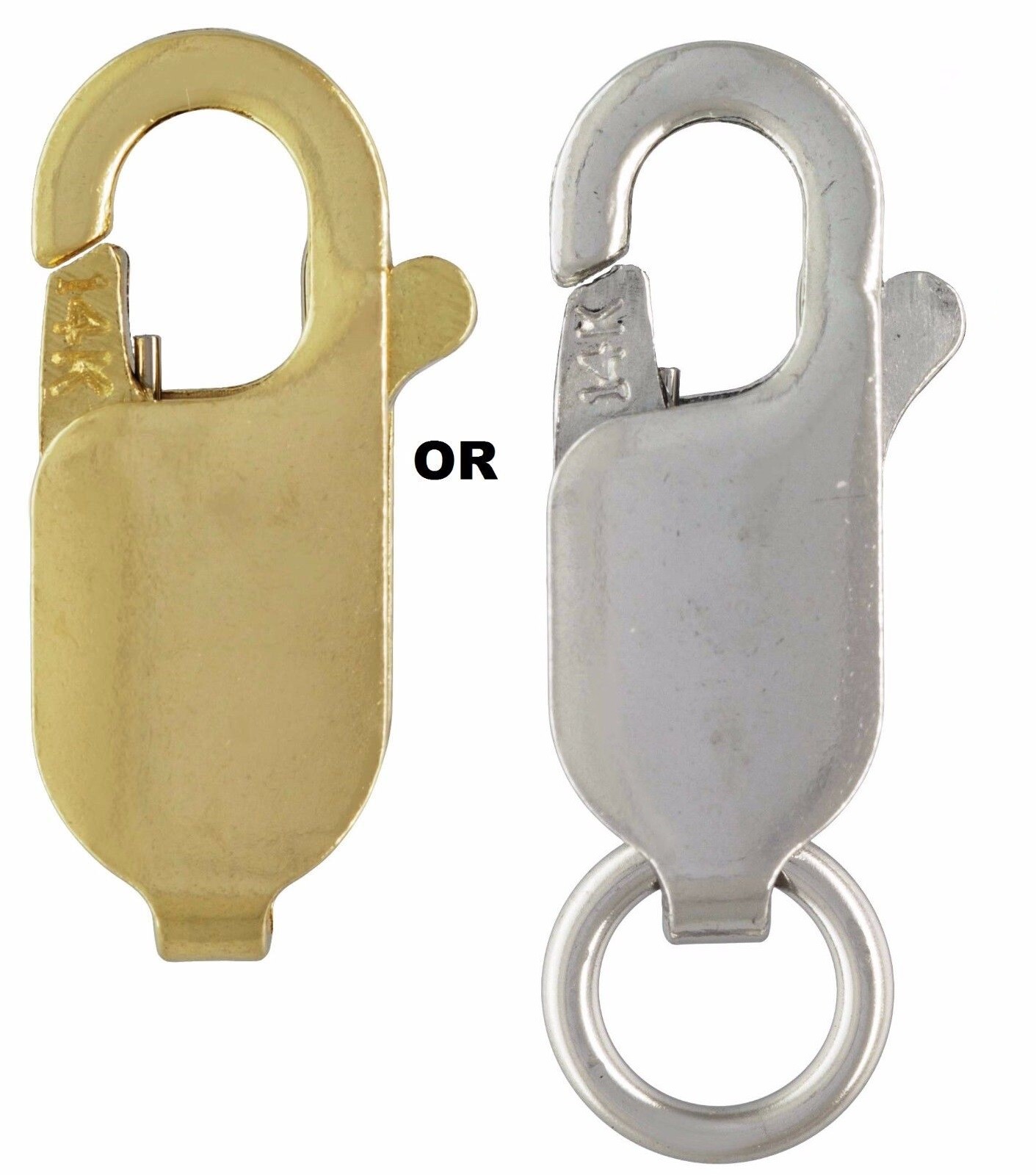 10K 14K 18K Solid Gold/Platinum Standard Lobster Claw Clasp w/wo Jump Ring Stamp