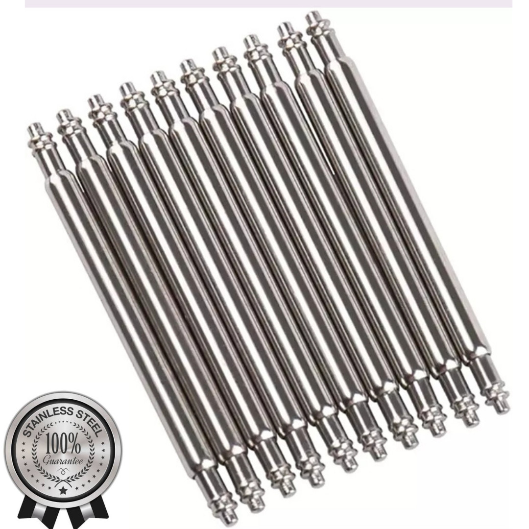 10 Pcs SemiHeavy 1.8mm Stair Double Flange Stainless Steel Watch Spring Bars A+